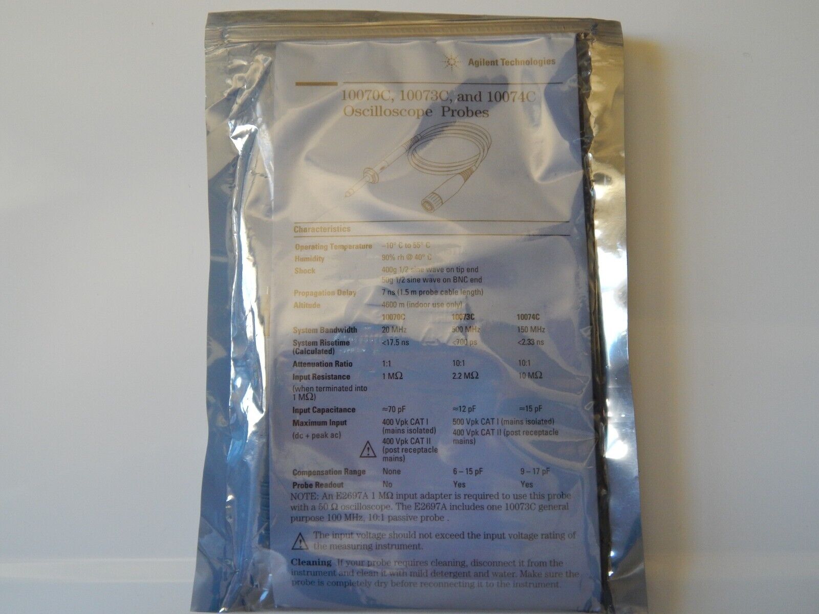 Agilent 10073C 10X Oscilloscope Probe 500MHz, brand new, 3 in stock Agilent 10073C 10X Oscilloscope Probe 500MHz, brand new, 3 in stock